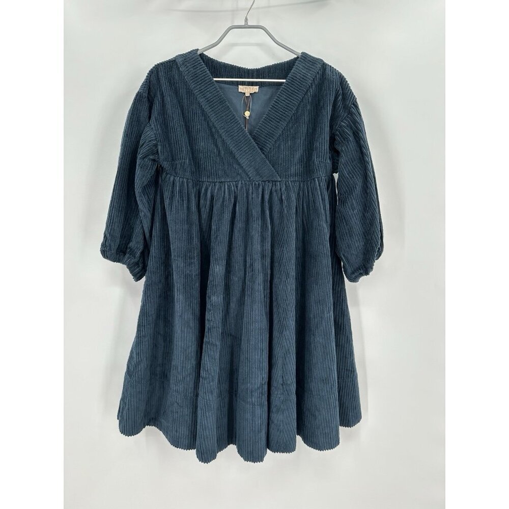 byTimo Navy Blue Babydoll Corduroy Mini Dress size XS NEW 100% Cotton